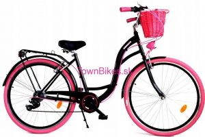 Retro bicykel dámsky 28" 6 prevodový ružovo-Čierny 2019