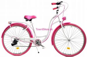 Retro bicykel dámsky 28" 6 prevodový ružovo-biely 2019
