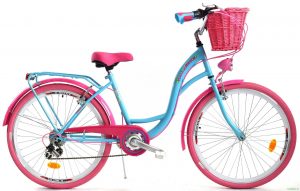 Retro bicykel dámsky 26" 6 prevodový ružovo modrý 2019