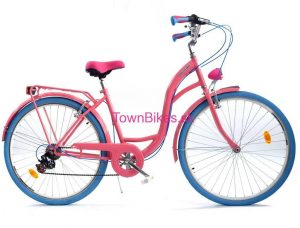 Retro bicykel dámsky 28" 6 prevodový ružovo-modrý 2019