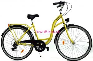 Retro bicykel mestský 28" 6 prevodový žltý 2019
