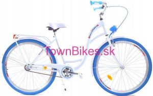 Retro bicykel dámsky mestský 28" 1 prevodový bielo modrý 2019