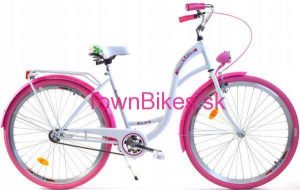 Retro bicykel dámsky mestský 28" 1 prevodový bielo ružový 2019