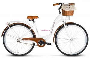 Retro bicykel dámsky mestský VELLBERG 26" 1 prevodový biely + prútený košík 2019